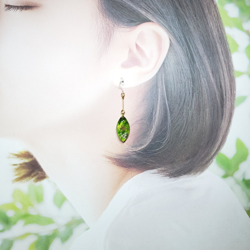 No.565-C 琉球ガラス☆星の砂・ホヌ(亀)☆ピアス・イヤリング(グリーン  