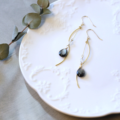 Creema限定 ポイントアップ】ブラックシェルとクリスタルガラスの