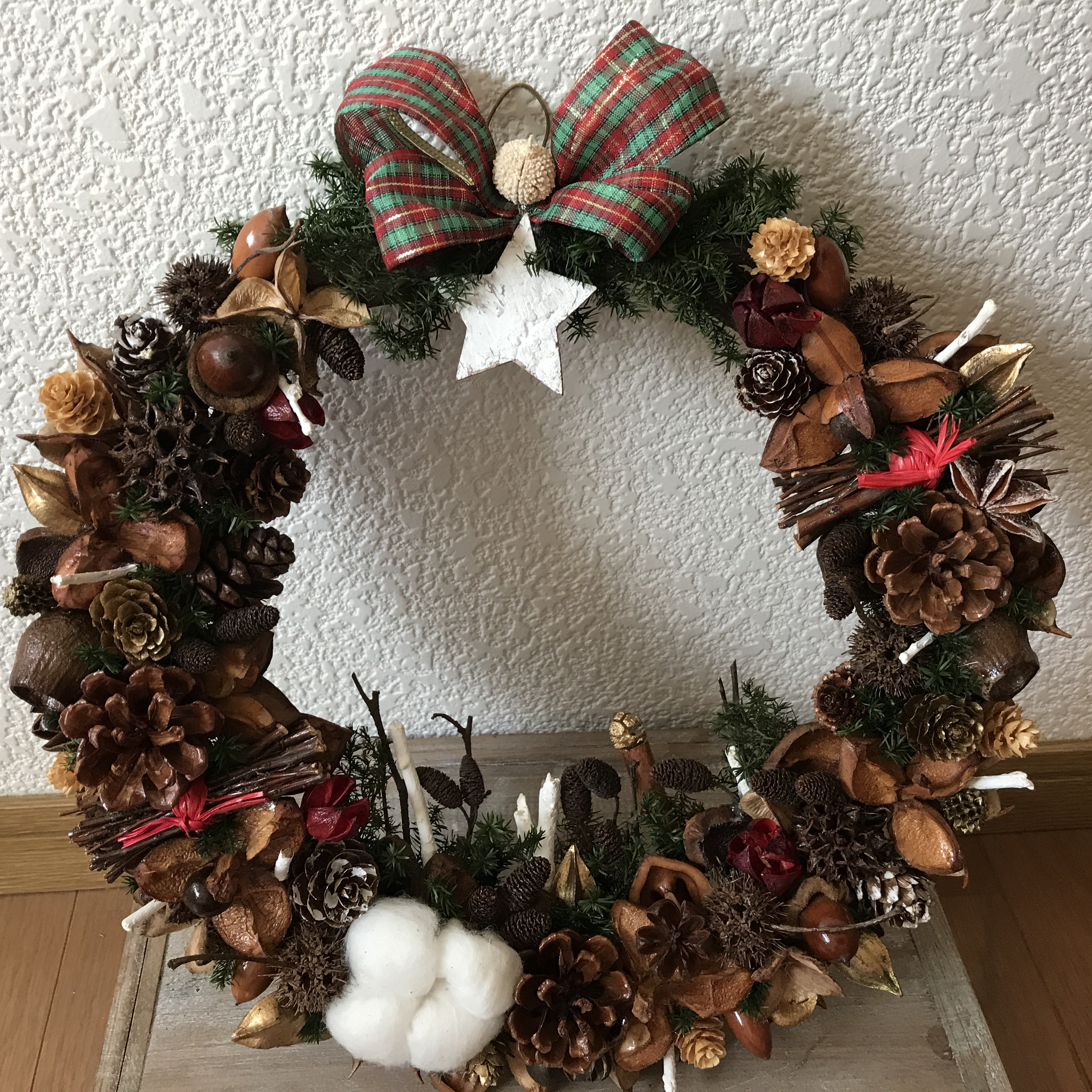 《超早割》北欧の森のシックでアンティークなクリスマスリース31cm（15000－10000＊1点限定）