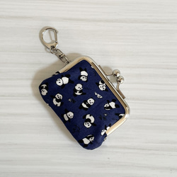 【ネイビー】長財布 ミナペルホネン タンバリン 親子がま口 受注製作】ミナペルホネン タンバリン ネイビー×ホワイト がま口