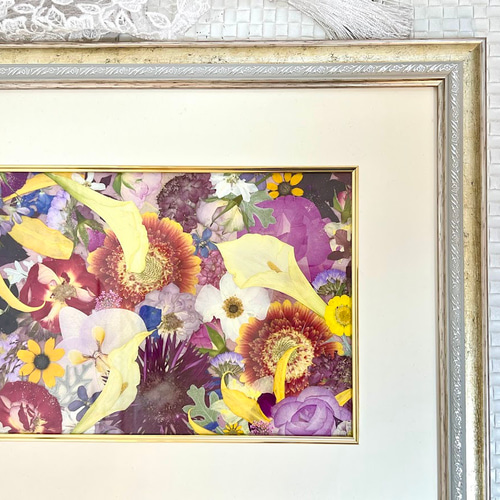 押し花絵（額入） 絵画のような華やか押し花アート額 その他インテリア雑貨 神戸