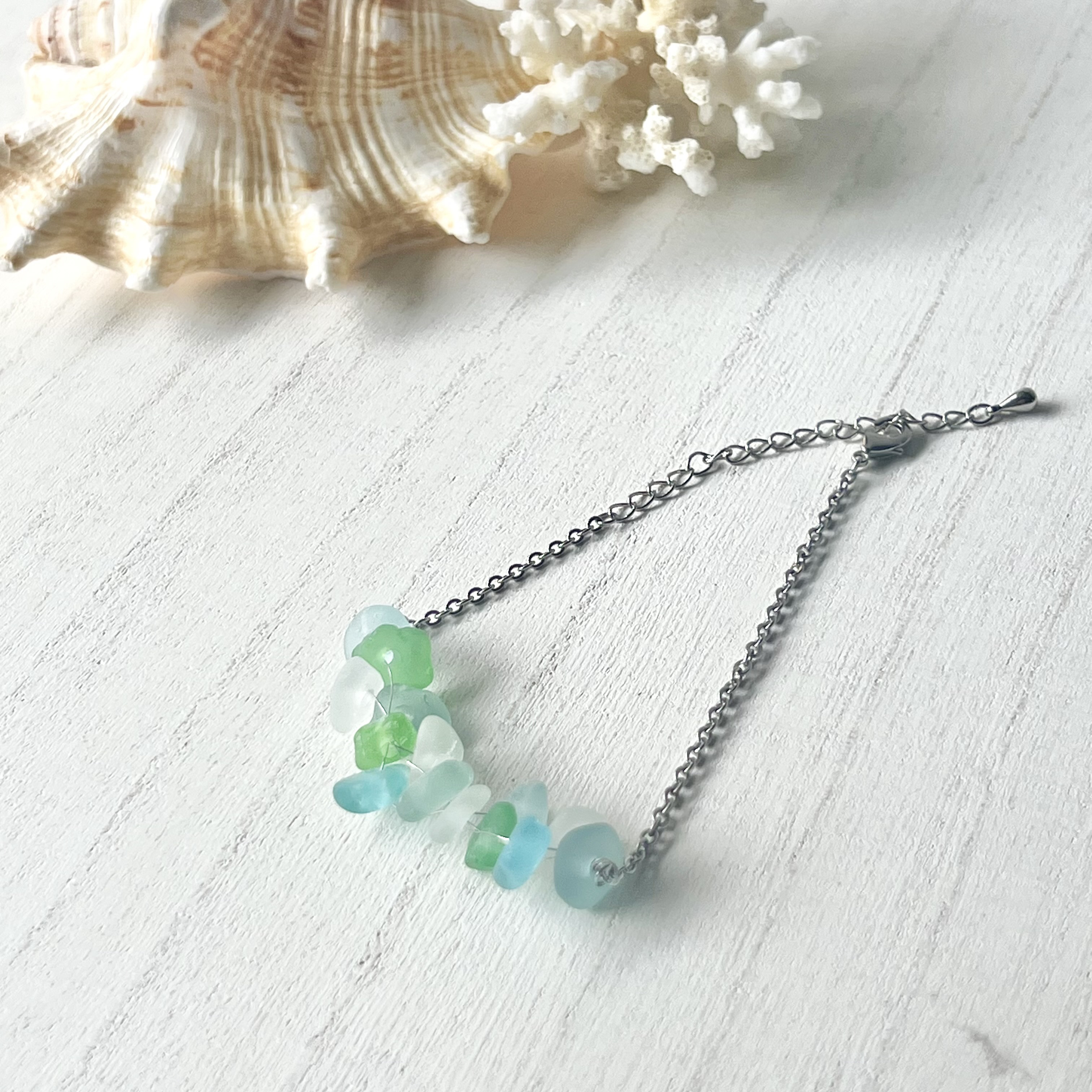 繋がる縁~マルチカラーシーグラスブレスレット~