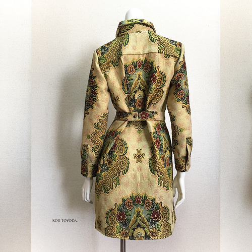 1点もの・デザイン画付き】ゴブラン織りシャツ型ベルト付きコート  