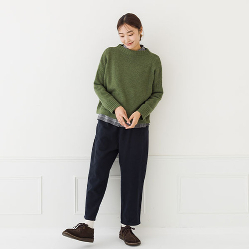 greenclothing グリーンクロージング　ラムウールセーター 30％OFF】 ラムウール ガンジーセーター グリーン 10702 ニット