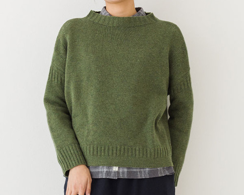 greenclothing グリーンクロージング　ラムウールセーター 30％OFF】 ラムウール ガンジーセーター グリーン 10702 ニット