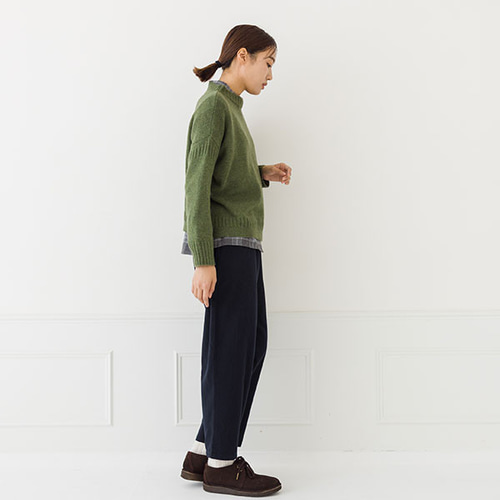 greenclothing グリーンクロージング　ラムウールセーター 30％OFF】 ラムウール ガンジーセーター グリーン 10702 ニット