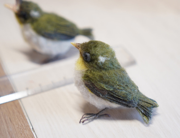 ＊野鳥＊羊毛フェルト メジロの雛(2羽セット) 6枚目の画像