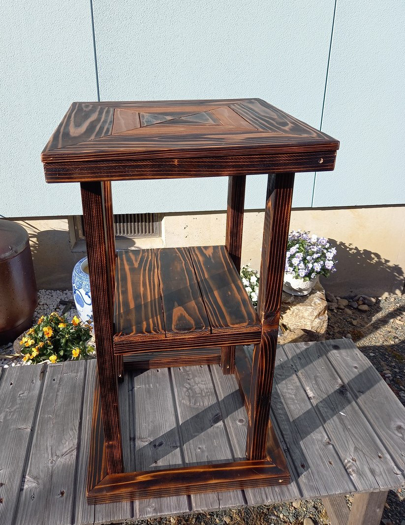 焼杉柿渋塗麻雀卓土台