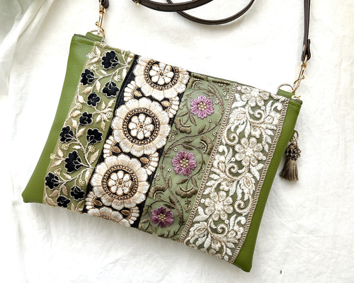 インド刺繍リボン ショルダーバッグ ポシェット ショルダーバッグ