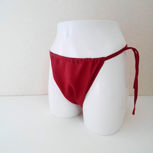 リネン100％ふんどしパンツ 赤い下着 ひもタイプ その他ファッション