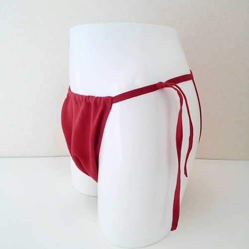 リネン100％ふんどしパンツ 赤い下着 ひもタイプ その他ファッション