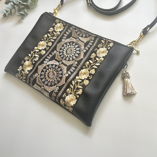 インド刺繍リボン ショルダーバッグ ポシェット ショルダー