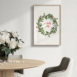 アートポスター ホリデーリース 北欧風 クリスマス ボタニカルリース 癒しのグリーン 冬インテリア 6066 5枚目の画像