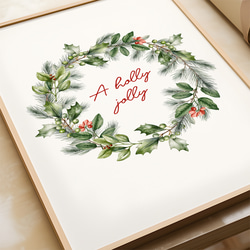 アートポスター ホリデーリース 北欧風 クリスマス ボタニカルリース 癒しのグリーン 冬インテリア 6066 7枚目の画像