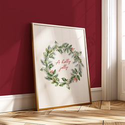 アートポスター ホリデーリース 北欧風 クリスマス ボタニカルリース 癒しのグリーン 冬インテリア 6066 3枚目の画像