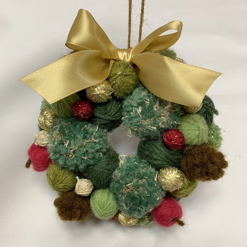 雑貨] キッチン・日用品・その他 毛糸玉リース クリスマスリース