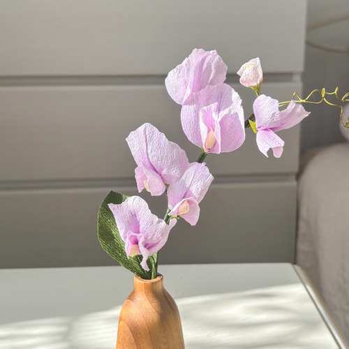 スイートピー（紫） 一輪挿し ペーパーフラワー アートフラワー