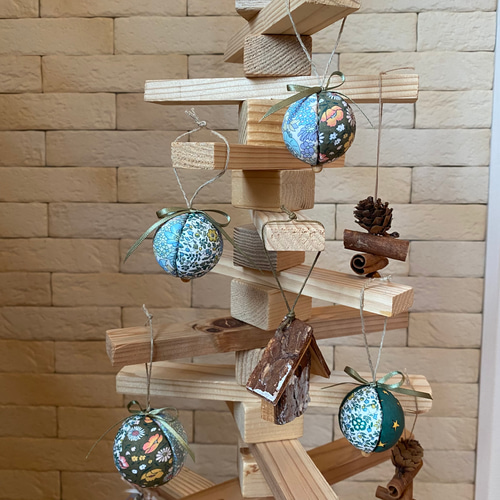 ⁂クリスマス オーナメント⁂リバティ生地 木目込み 3個セット クリスマス オーナメント⁂リバティ生地 木目込み 3個セット