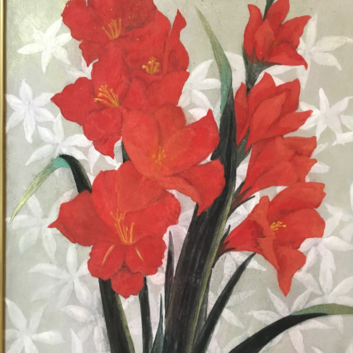 日本画「グラジオラス」原画 額付 絵画 ゆうちゃん 通販