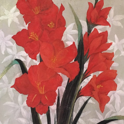 日本画「グラジオラス」原画 額付 絵画 ゆうちゃん 通販 18518583