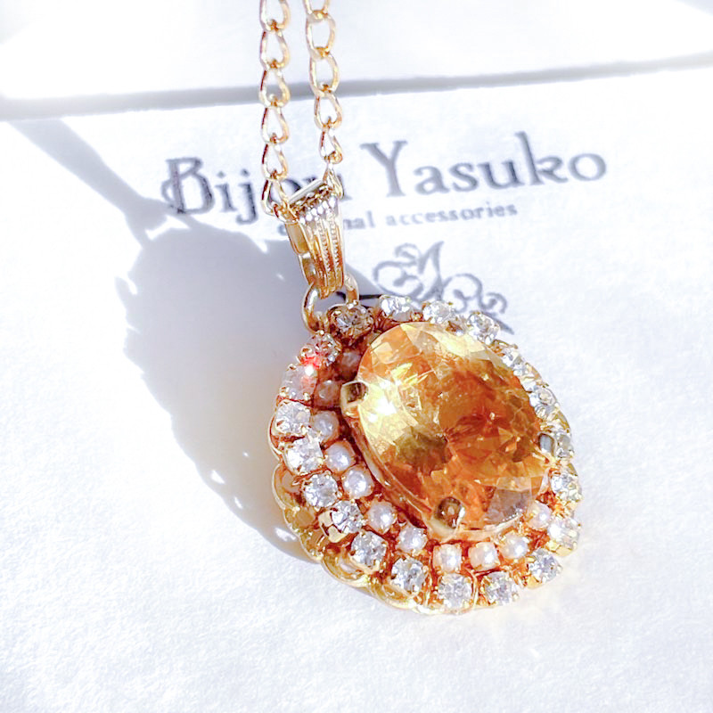 限定1 黄  シトリン 天然石 ペンダント ネックレス ゴールド チェーン 大粒 オーバル  11月誕生石