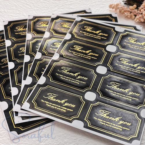 40枚】エレガントな金文字 Thank You シール 40枚（8x5シート