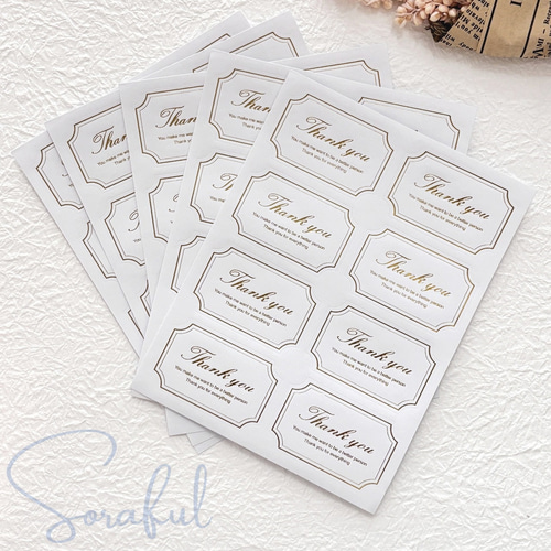 40枚】エレガントな金文字 Thank You シール 40枚（8x5シート