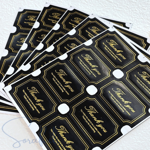 40枚】エレガントな金文字 Thank You シール 40枚（8x5シート