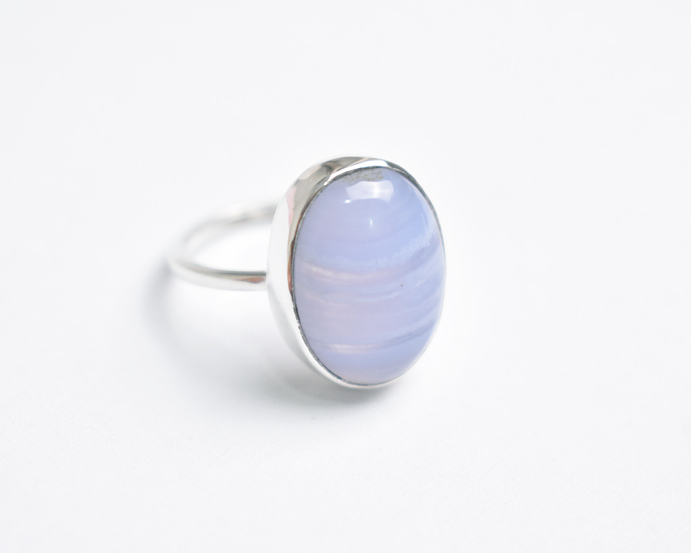ブルーレースアゲートのシルバーリング　天然石　シルバー925