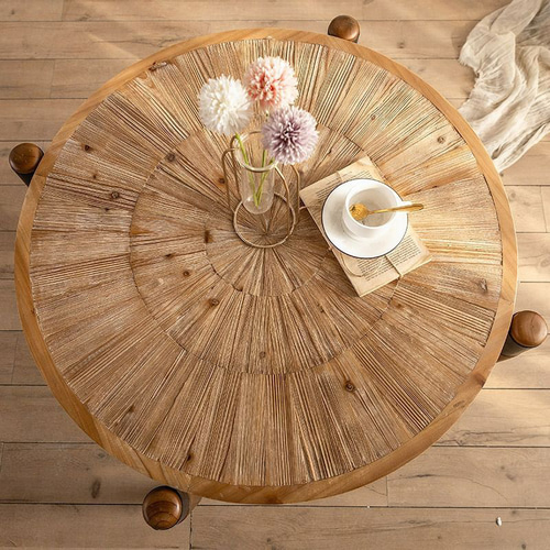 Amazon.com: VICTONE Round Wood Coffee Table with Solid