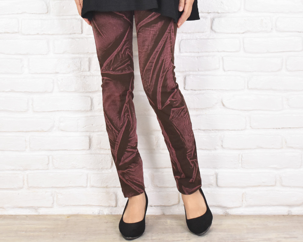 極上の穿き心地！手染めスキニーストレートストレッチロングパンツ　＜ピンクブラウンウォッシュ＞　大きいサイズあり
