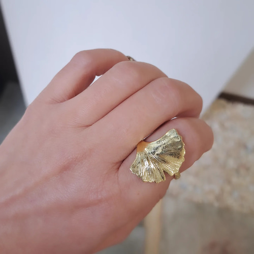 18金イチョウの指輪】K18イチョウリング 銀杏 イチョウアクセサリー