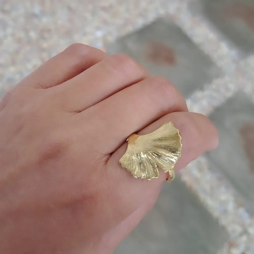 18金イチョウの指輪】K18イチョウリング 銀杏 イチョウアクセサリー
