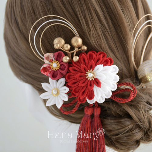 七五三　成人式に♡ブレイズヘアアクセサリー⬜91 袴 卒業式髪飾り 成人式 髪飾り 卒業式 七五三 赤 成人式用髪飾り 結婚