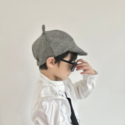 くまみみキャップ（千鳥）/ベビー・キッズ用帽子/フォーマル七五三