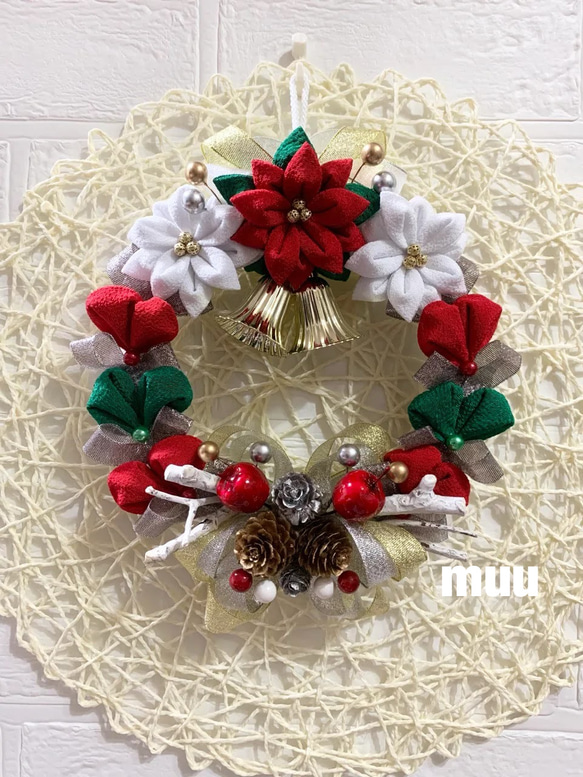 つまみ細工リース ☆クリスマスリース☆ リース muu 通販