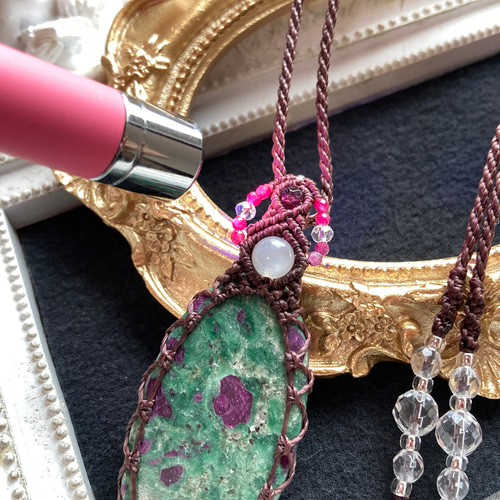 ルビーインフックサイト マクラメ編みネックレス・マクラメネックレス