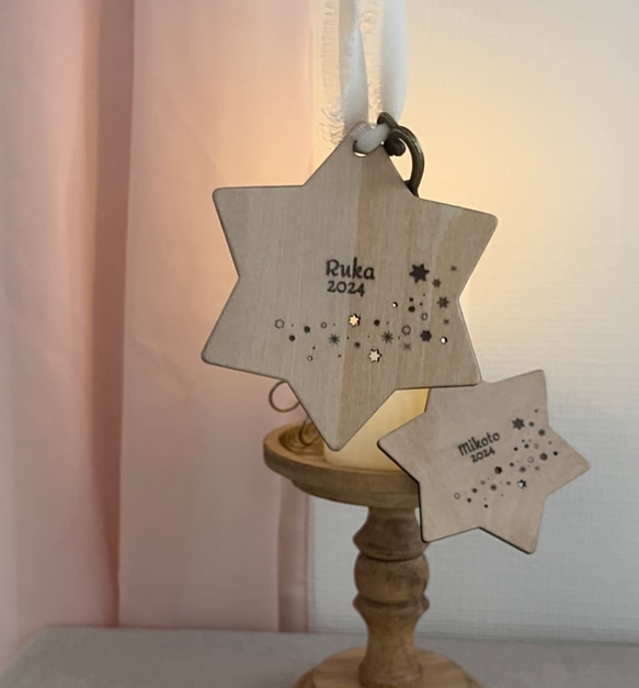 クリスマス　木製オーナメント　名入り　 6枚目の画像