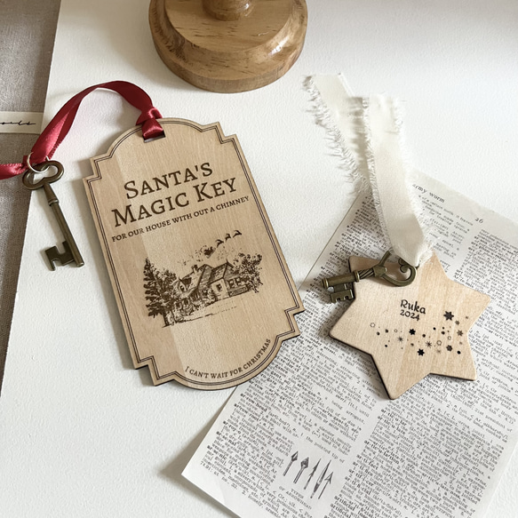 クリスマス　木製オーナメント　名入り　 3枚目の画像