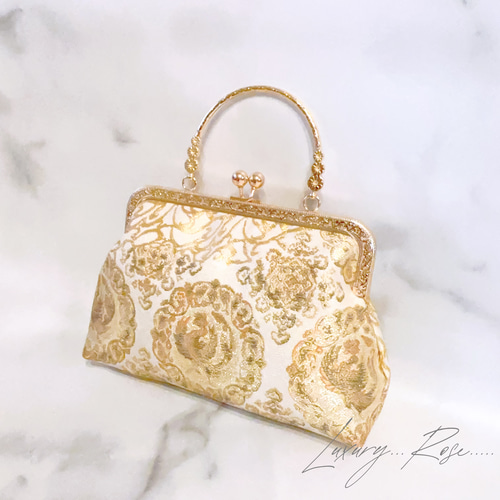 新作♡京都西陣服部織物の最高級格の高い柄箔の煌めき上品ゴールドバッグ