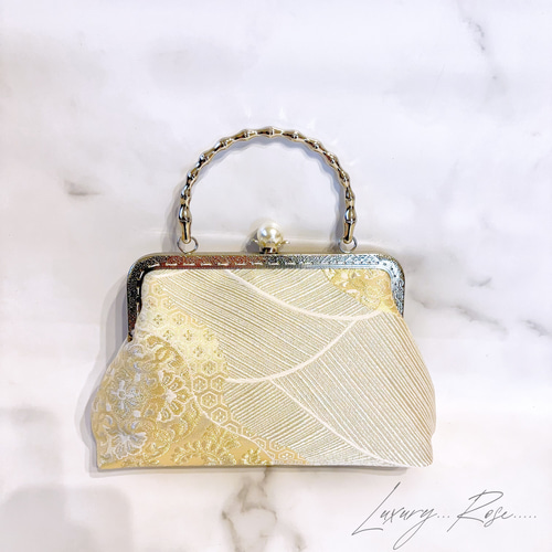 1点物！！大迫力！粋でめでたい松柄！！絹の煌めき刺繍帯バッグ パーティーバッグ クラッチバッグ