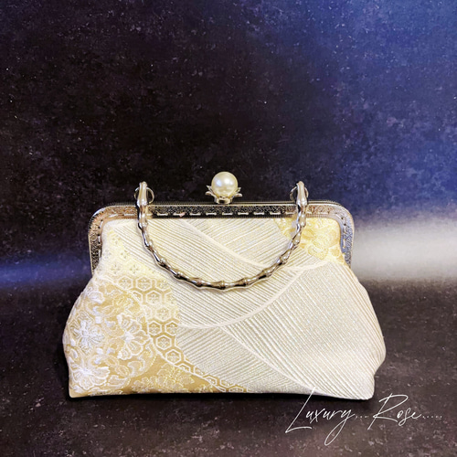 新作♡京都西陣服部織物の最高級格の高い柄箔の煌めき上品ゴールドバッグ