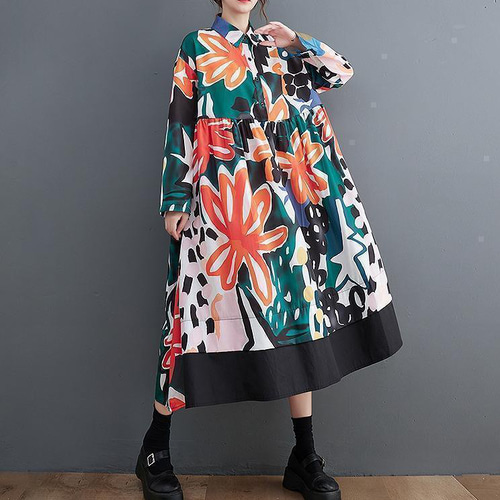 大きいサイズ レディース 秋　冬 花柄　ワンピース　新品 長袖　春 大きいサイズ レディース ロング ワンピース 花柄 春 秋冬 新品