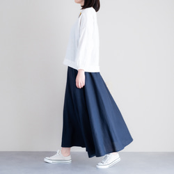 リネンフレアスカート ネイビー 美シルエット Aラインロングスカート