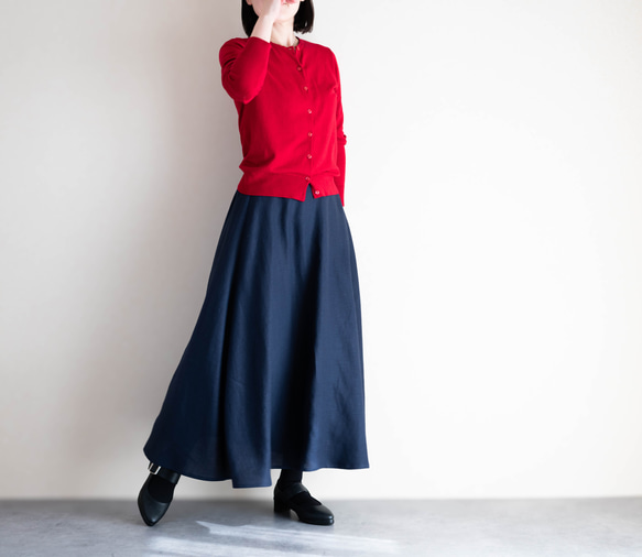 フレアロングスカート GGパターン ネイビー Galerie 1896 by GUNZE｜ロングスカート【ミックスツイード