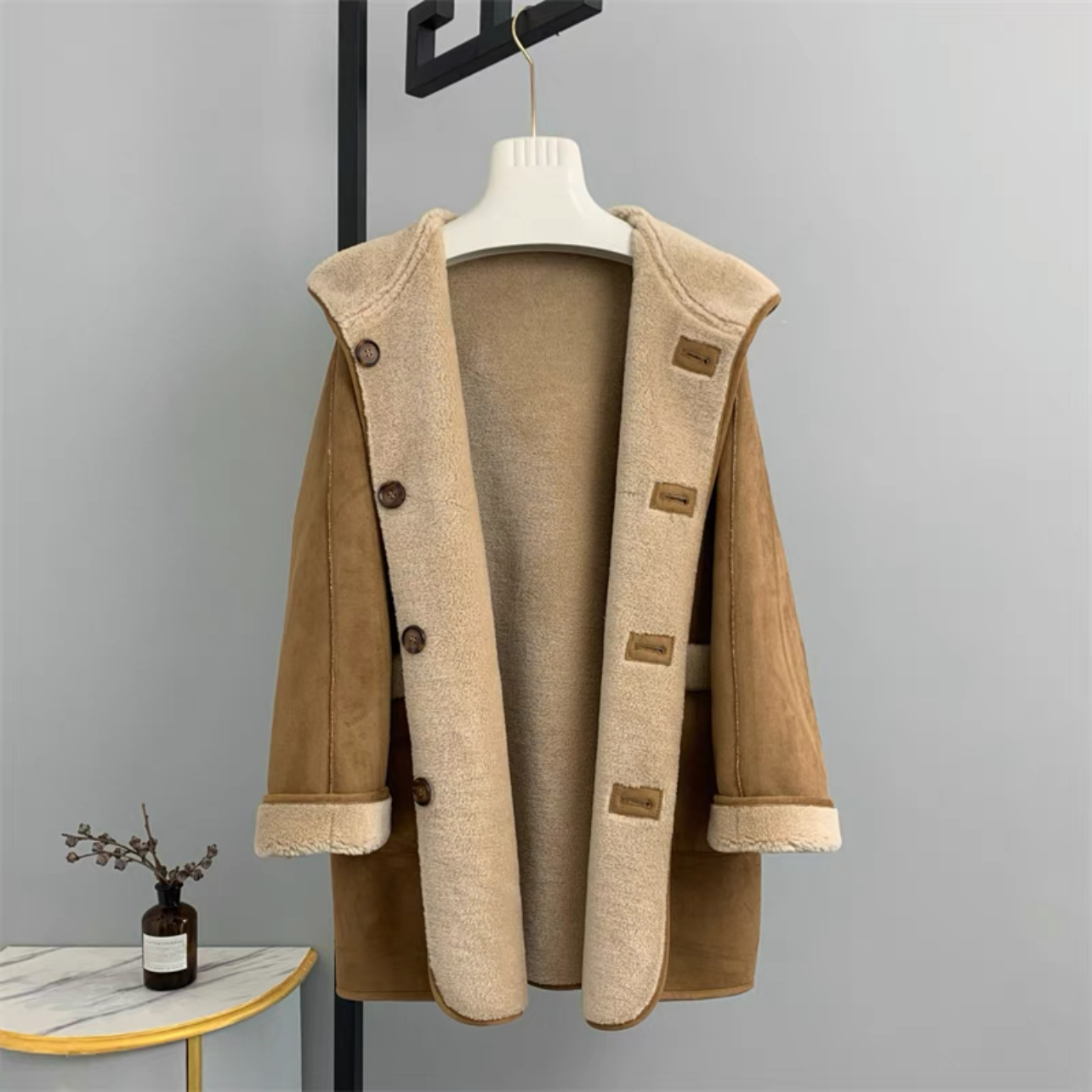 【冬支度新作】ウールコート、レディース、 モコモコテディコート、厚手コート、秋冬コート、個性的、防寒対策、裏起毛