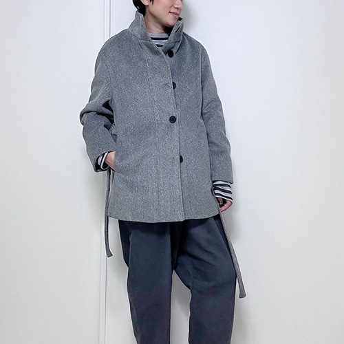 新作】秋冬大活躍〜スタイリッシュ♪スタンドカラーウール混