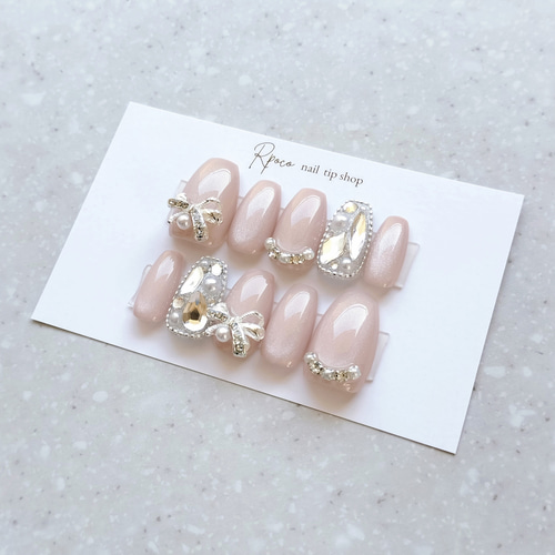 オーダー】ネイルチップ リボン マグネット 埋め尽くし ネイルチップ