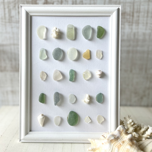 柔らかく優しく彩るシーグラスの海アート(くすみカラー) 立体