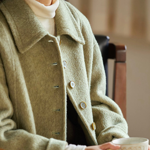 2色 上質ウール100% ステンカラーのロングコート ポケット付き【冬春秋